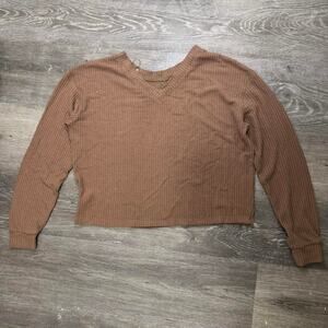 Aeropostale brown v neck long sleeve